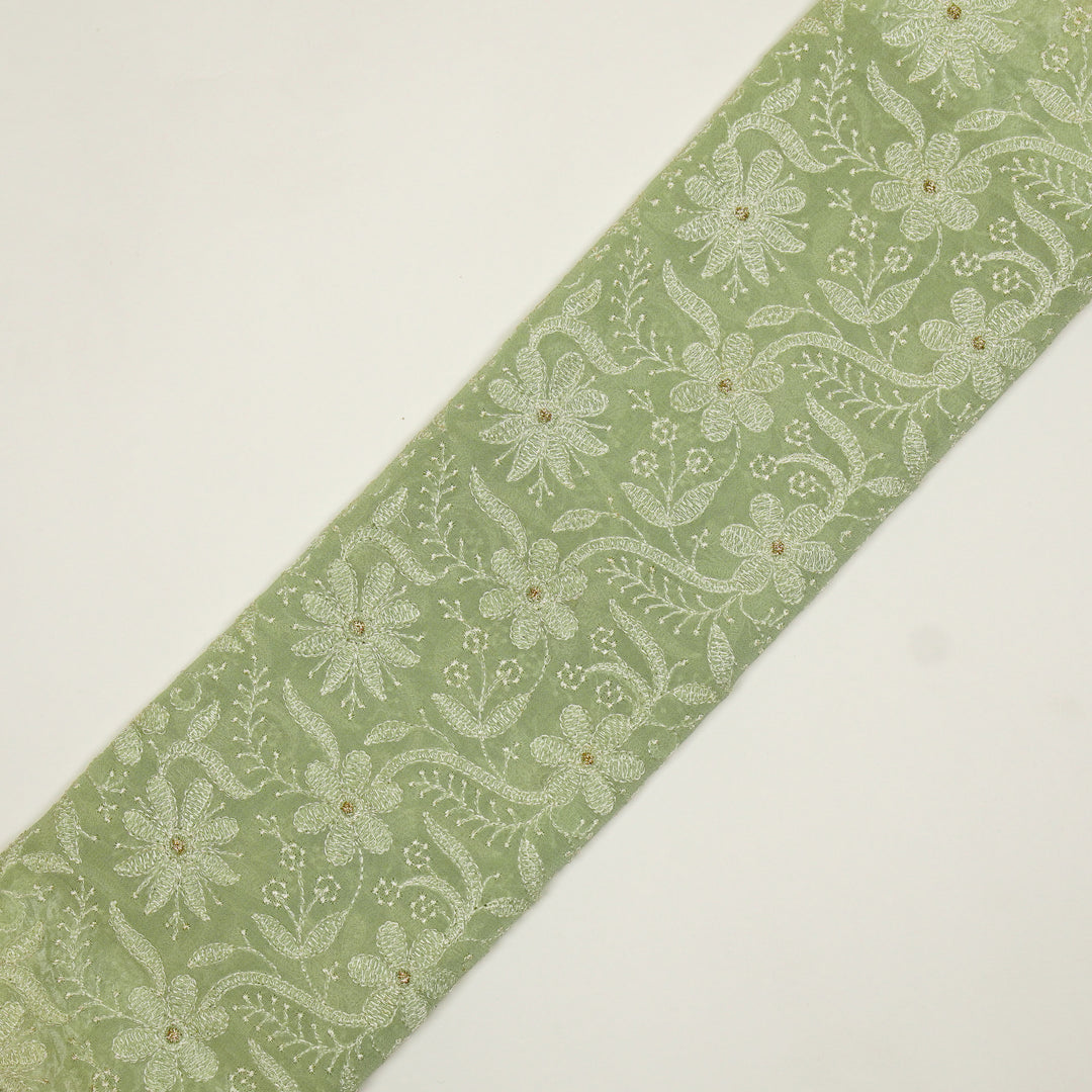 Charita Jaal on Sea/Green Cotton Silk Embroidered Fabric