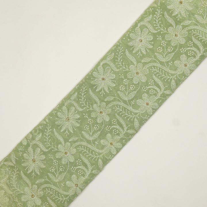 Charita Jaal on Sea/Green Cotton Silk Embroidered Fabric