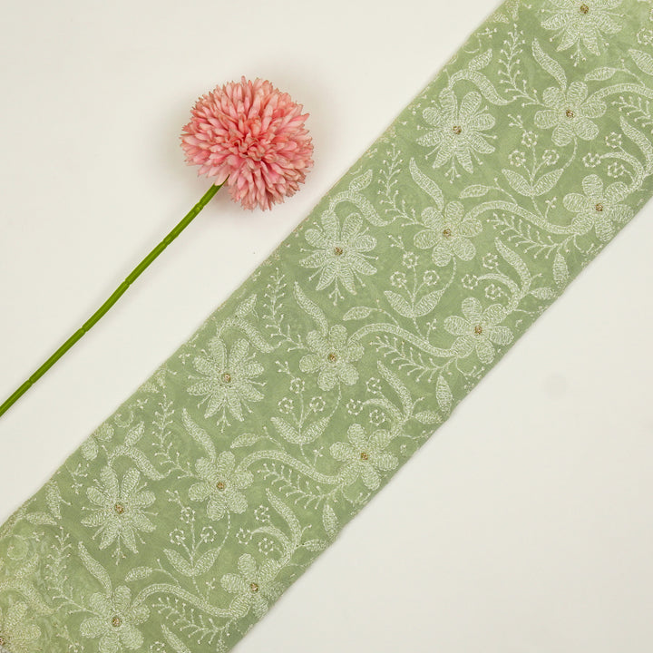 Charita Jaal on Sea/Green Cotton Silk Embroidered Fabric