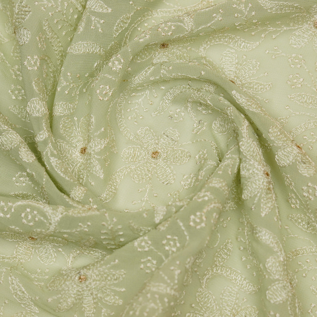 Charita Jaal on Sea/Green Cotton Silk Embroidered Fabric