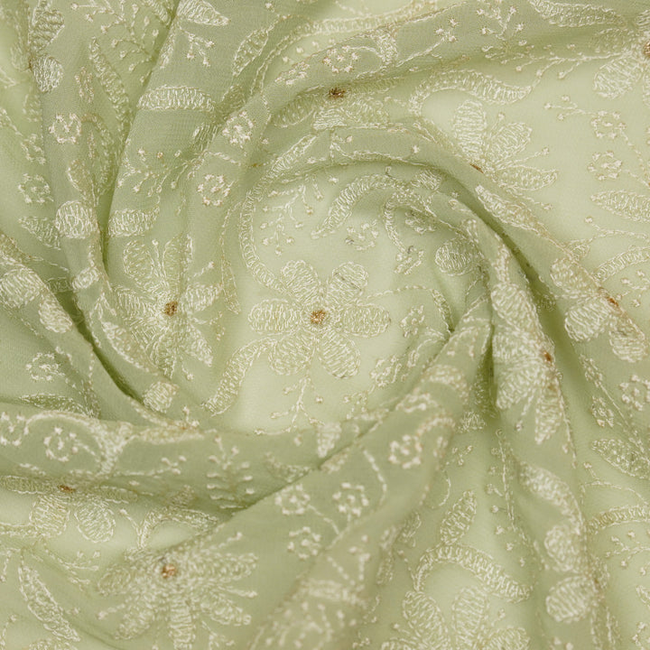 Charita Jaal on Sea/Green Cotton Silk Embroidered Fabric