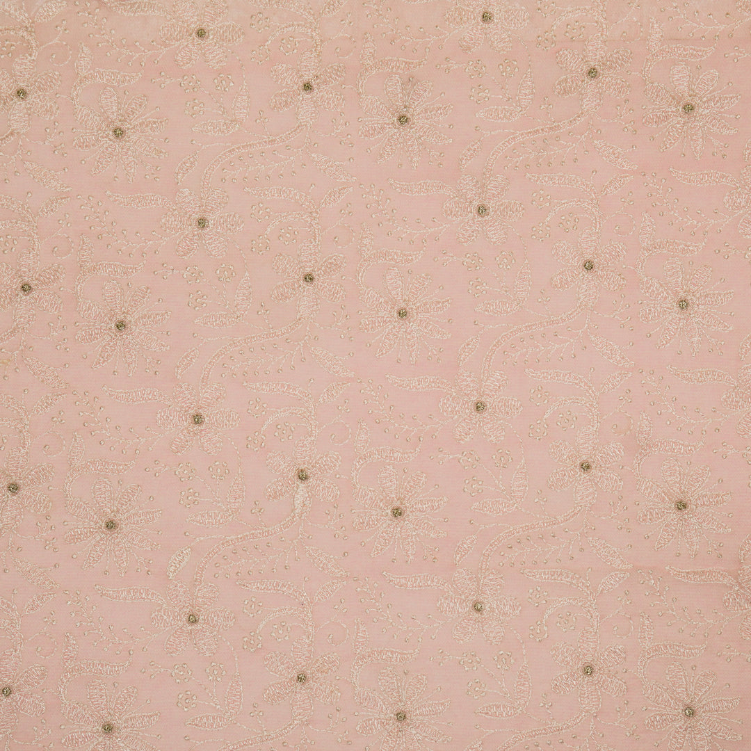Charita Jaal on Pink Cotton Silk Embroidered Fabric