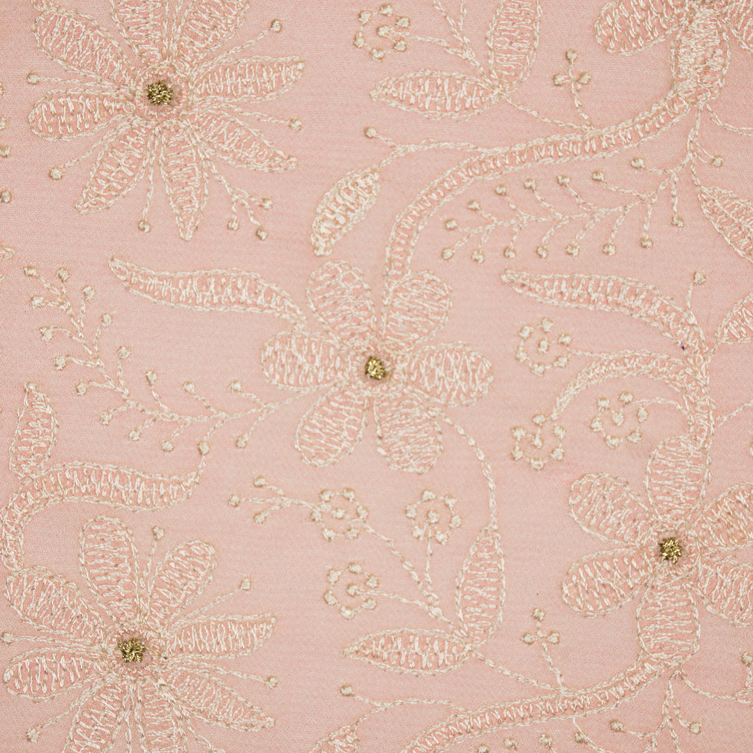 Charita Jaal on Pink Cotton Silk Embroidered Fabric