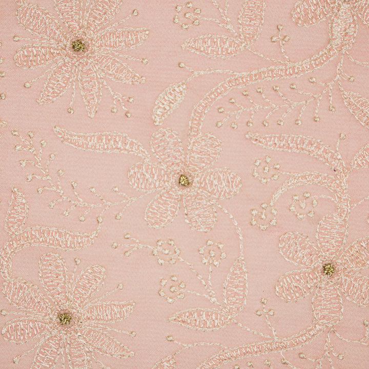 Charita Jaal on Pink Cotton Silk Embroidered Fabric
