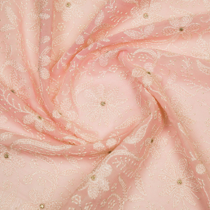 Charita Jaal on Pink Cotton Silk Embroidered Fabric
