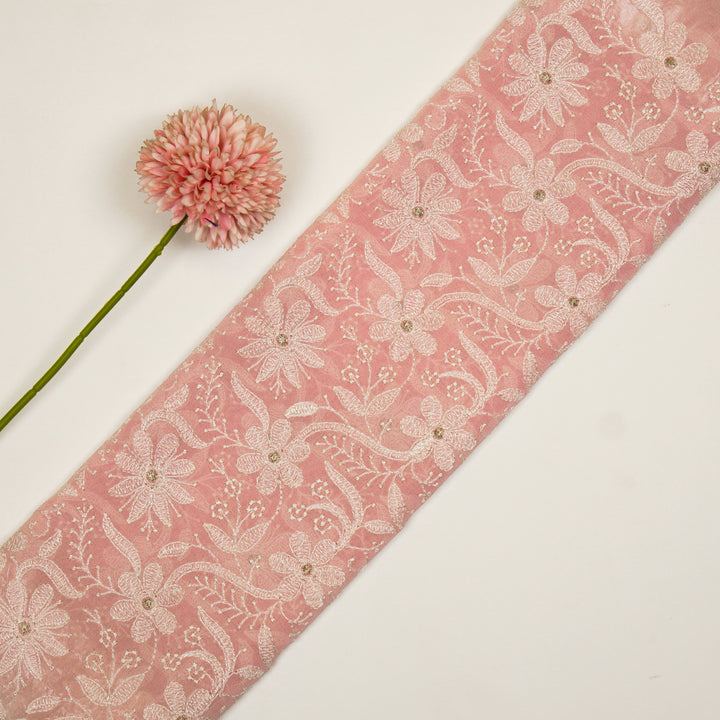 Charita Jaal on Pink Cotton Silk Embroidered Fabric