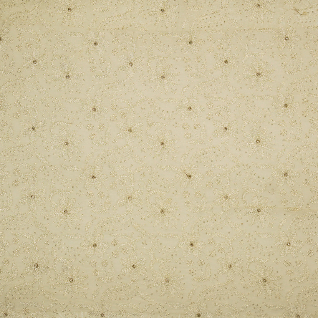 Charita Jaal on Cream Cotton Silk Embroidered Fabric