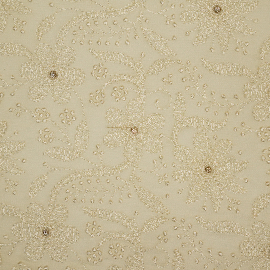 Charita Jaal on Cream Cotton Silk Embroidered Fabric