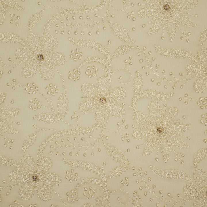 Charita Jaal on Cream Cotton Silk Embroidered Fabric
