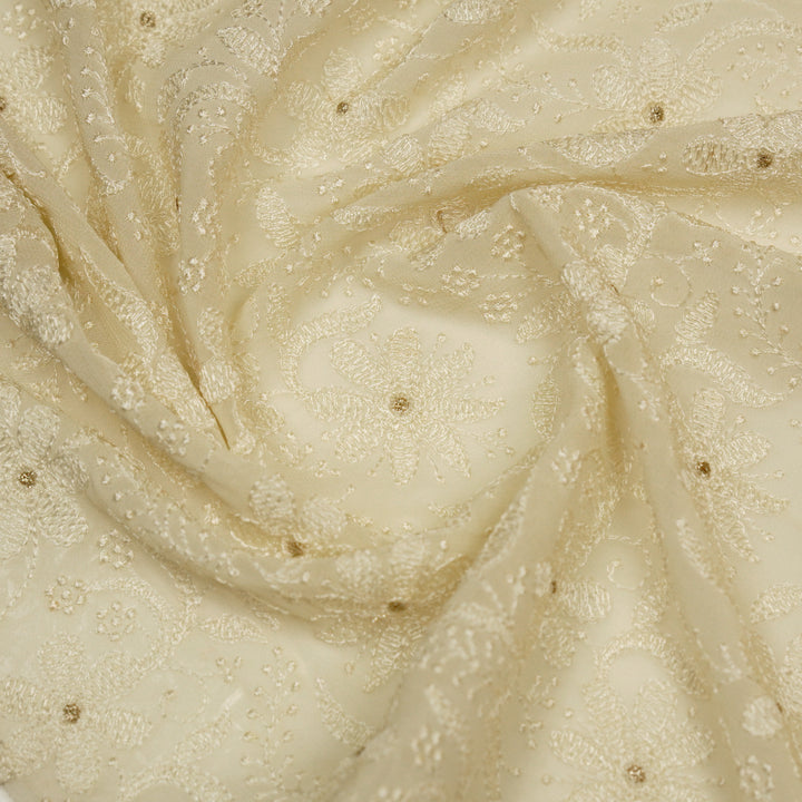 Charita Jaal on Cream Cotton Silk Embroidered Fabric