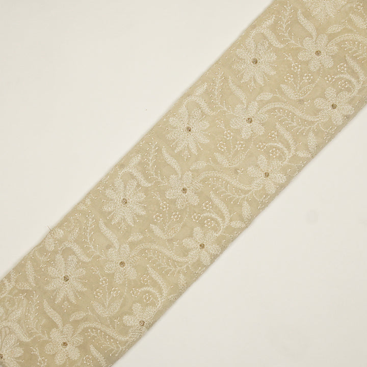 Charita Jaal on Cream Cotton Silk Embroidered Fabric