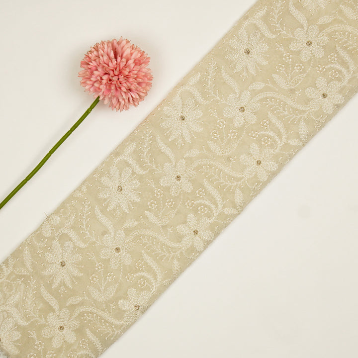Charita Jaal on Cream Cotton Silk Embroidered Fabric