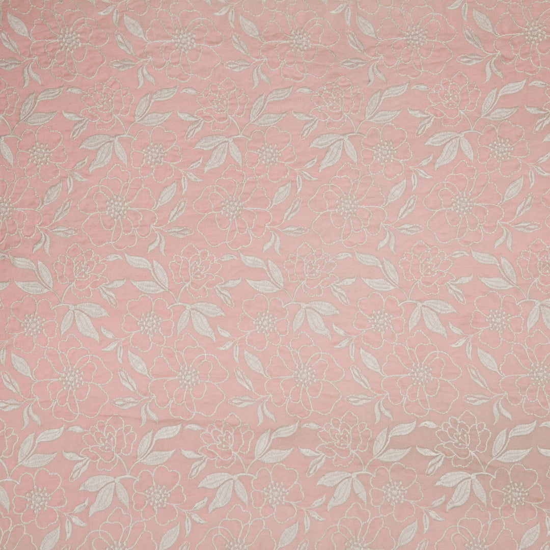 Samha Jaal on Pink Malmal Embroidered Fabric