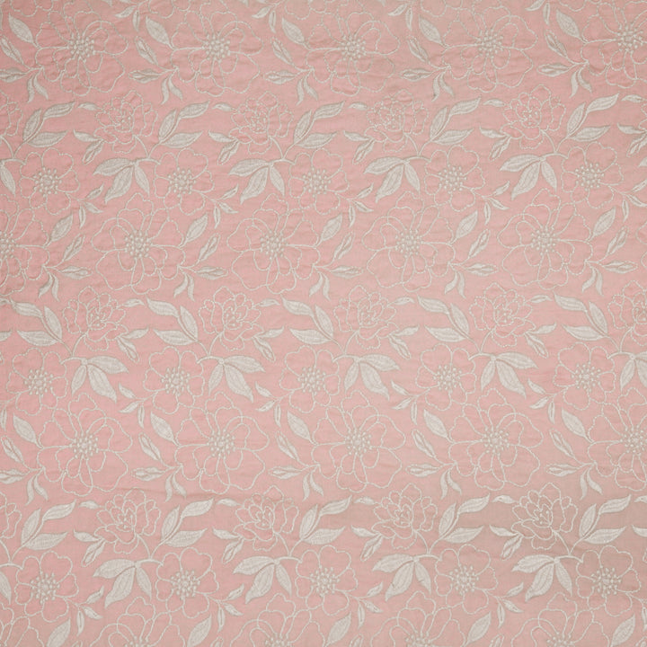 Samha Jaal on Pink Malmal Embroidered Fabric