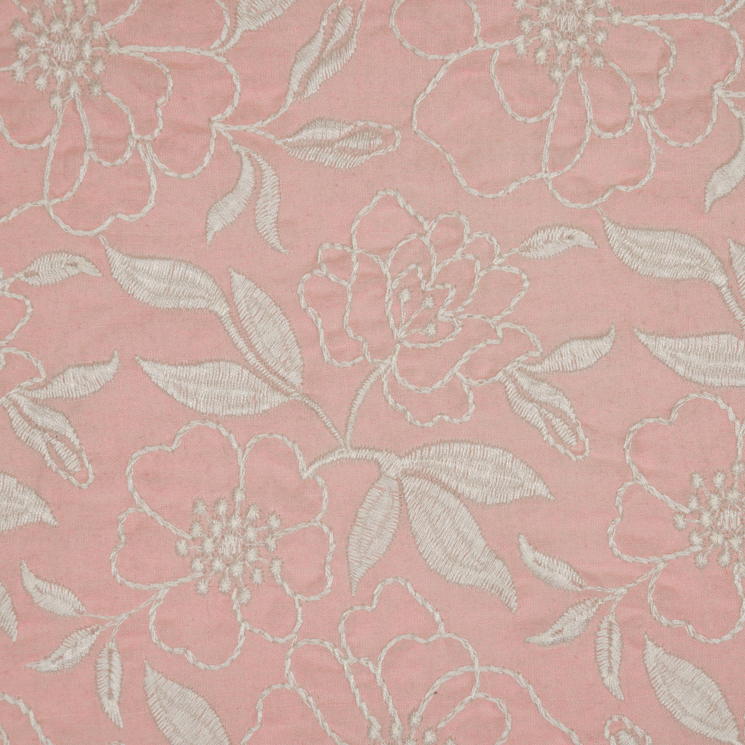 Samha Jaal on Pink Malmal Embroidered Fabric