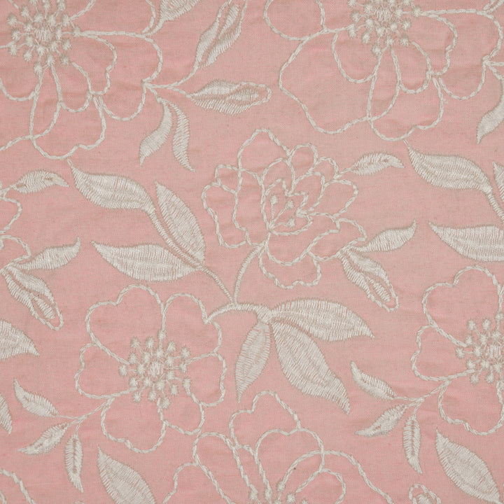 Samha Jaal on Pink Malmal Embroidered Fabric