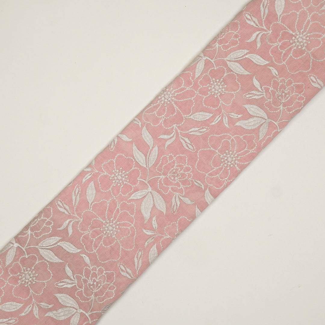 Samha Jaal on Pink Malmal Embroidered Fabric