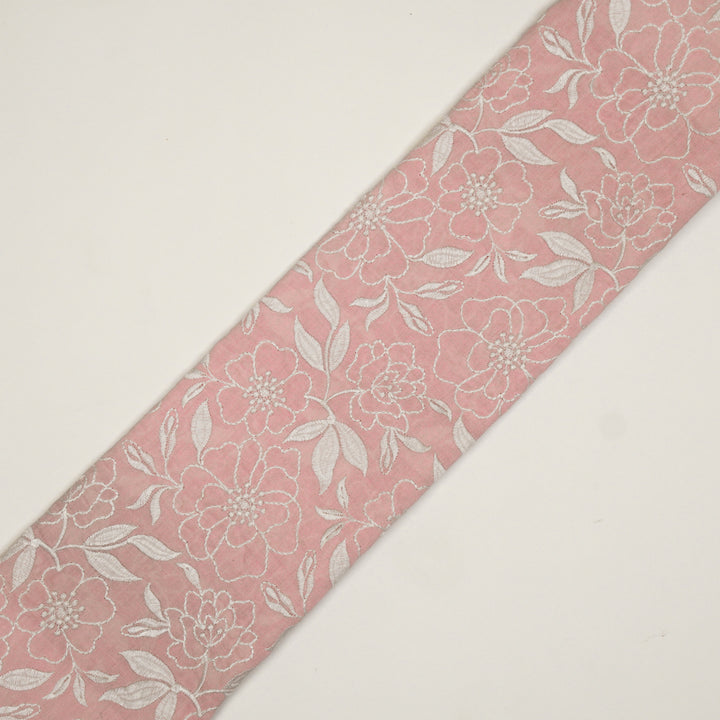 Samha Jaal on Pink Malmal Embroidered Fabric