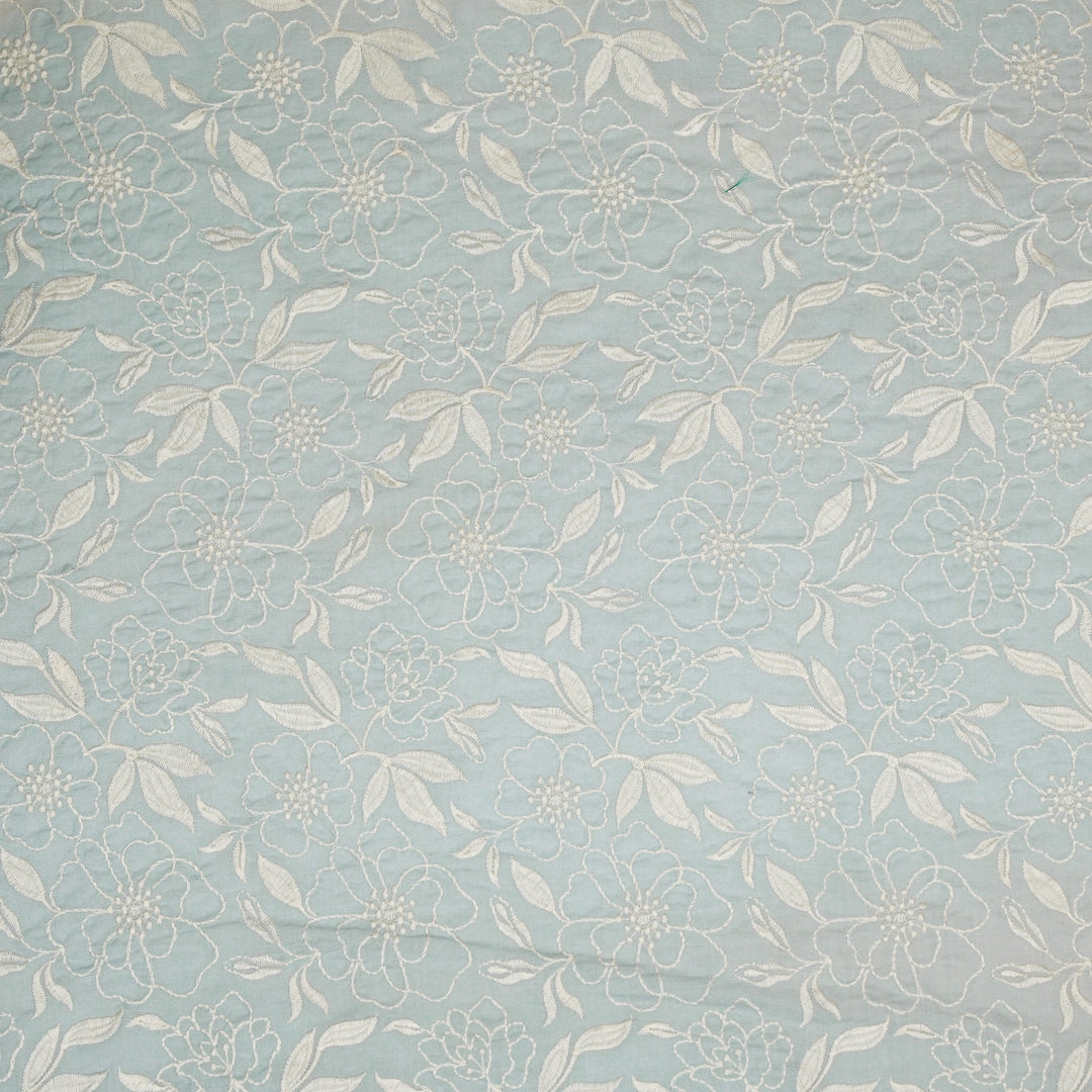 Samha Jaal on Sky Blue Malmal Embroidered Fabric