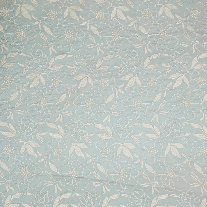 Samha Jaal on Sky Blue Malmal Embroidered Fabric