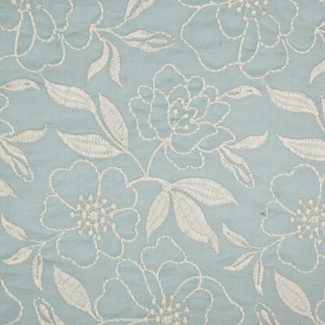 Samha Jaal on Sky Blue Malmal Embroidered Fabric