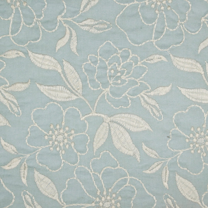 Samha Jaal on Sky Blue Malmal Embroidered Fabric