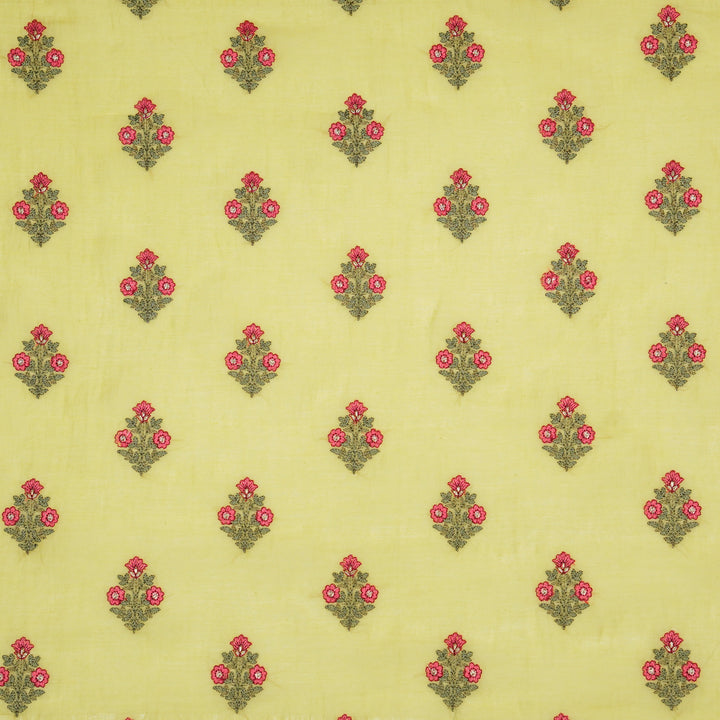 Rima Buti on Lemon Cotton Silk Embroidered Fabric