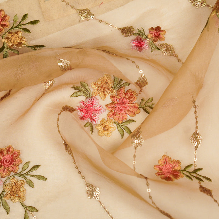 Purvai Floral Jaal on Mango Silk Organza