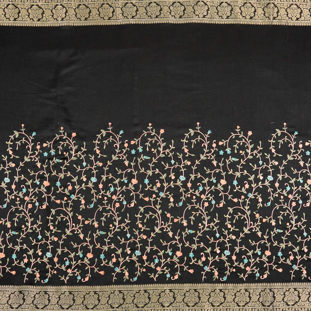 Eeshwari Embroidered Saree on Black Silk Chanderi