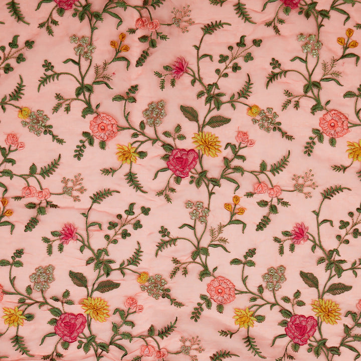 Rosa Jaal on Gajari Silk Organza  Embroidered Fabric