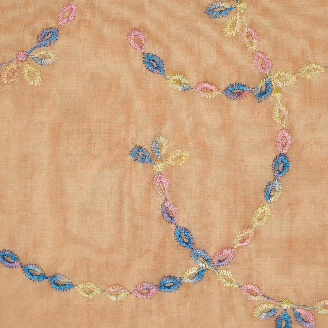 Ayla Jaal on Peach Cotton Linen Embroidered Fabric