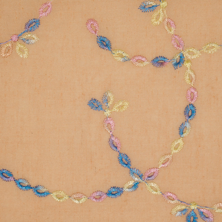 Ayla Jaal on Peach Cotton Linen Embroidered Fabric