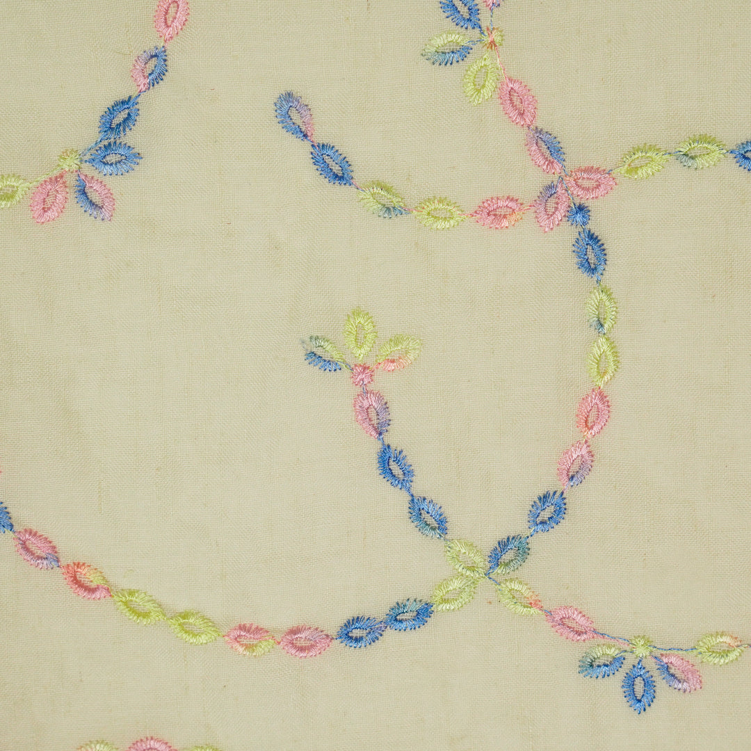 Ayla Jaal on Cream Cotton Linen Embroidered Fabric