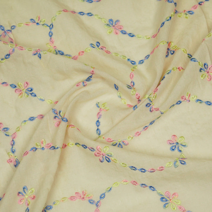 Ayla Jaal on Cream Cotton Linen Embroidered Fabric