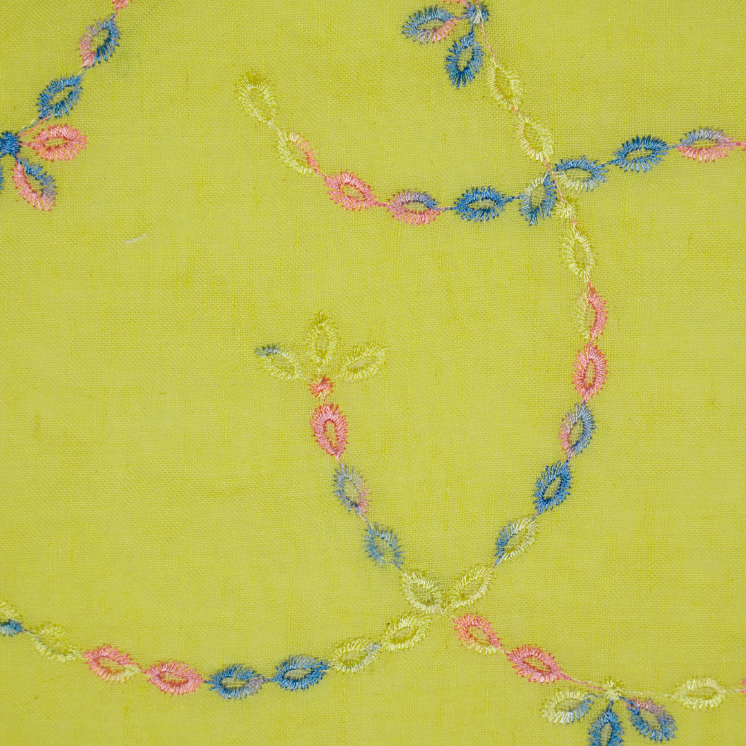 Ayla Jaal on Lemon Cotton Linen Embroidered Fabric