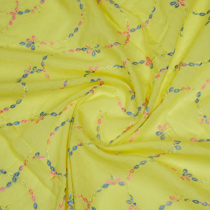 Ayla Jaal on Lemon Cotton Linen Embroidered Fabric