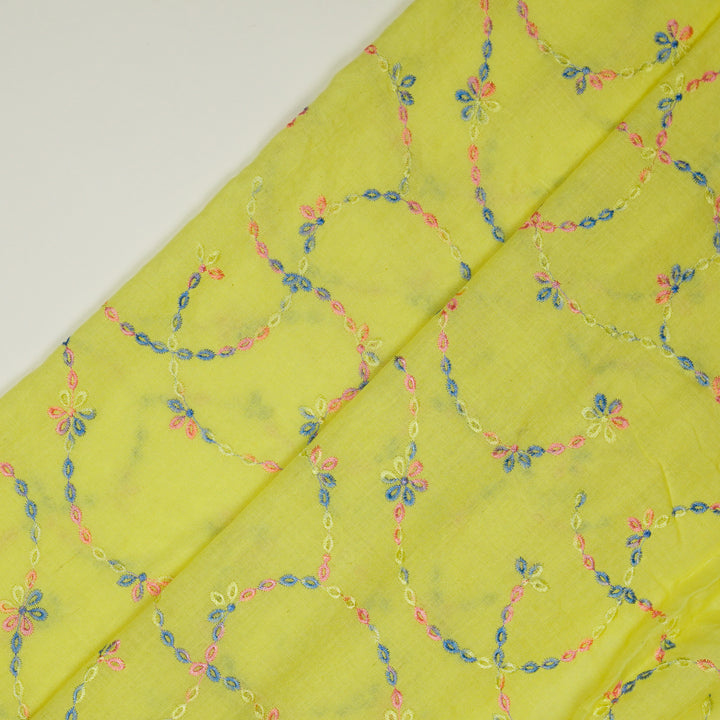 Ayla Jaal on Lemon Cotton Linen Embroidered Fabric