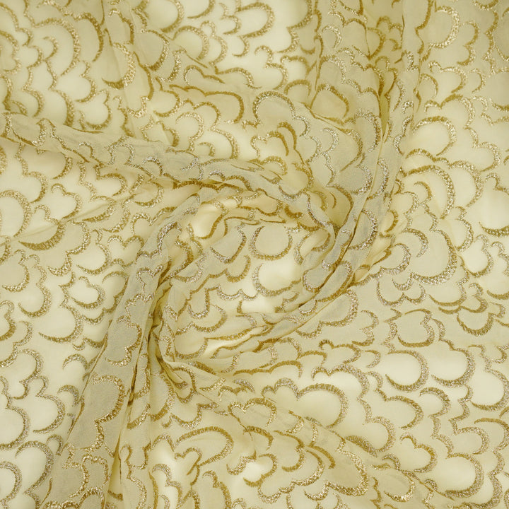 Megha Jaal on Cream Semi Georgette Embroidered Fabric