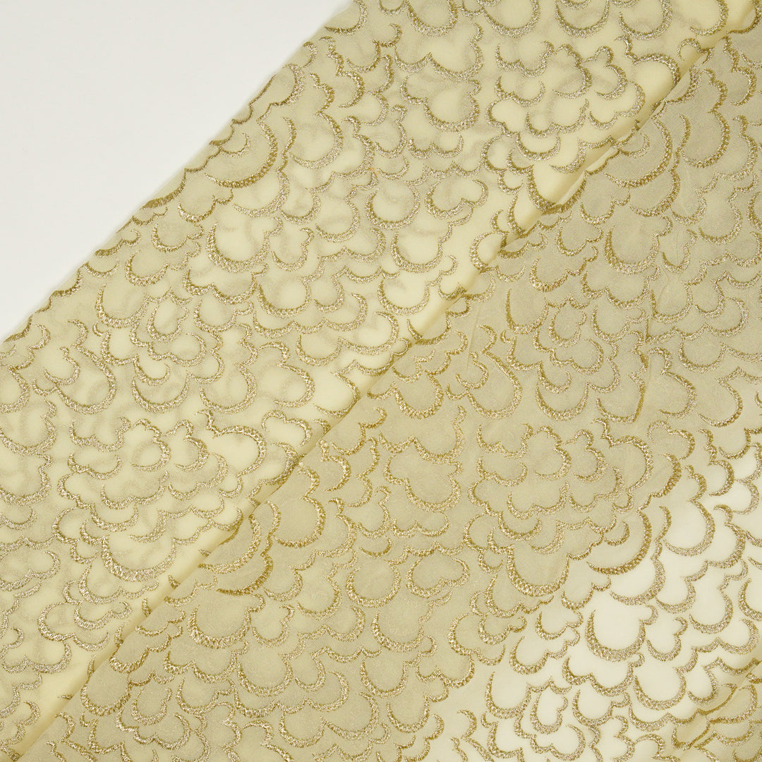 Megha Jaal on Cream Semi Georgette Embroidered Fabric