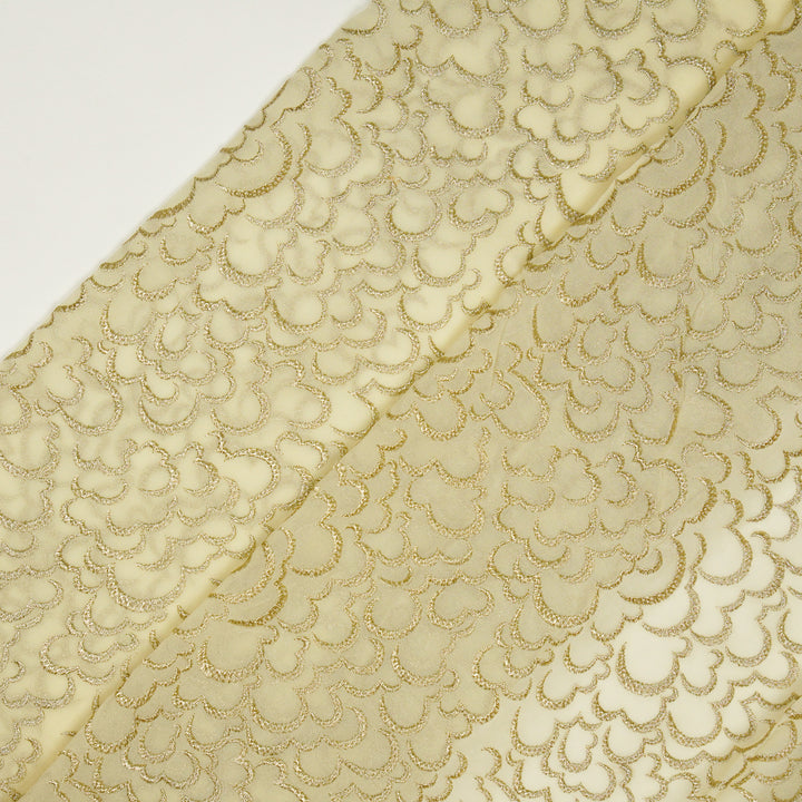 Megha Jaal on Cream Semi Georgette Embroidered Fabric