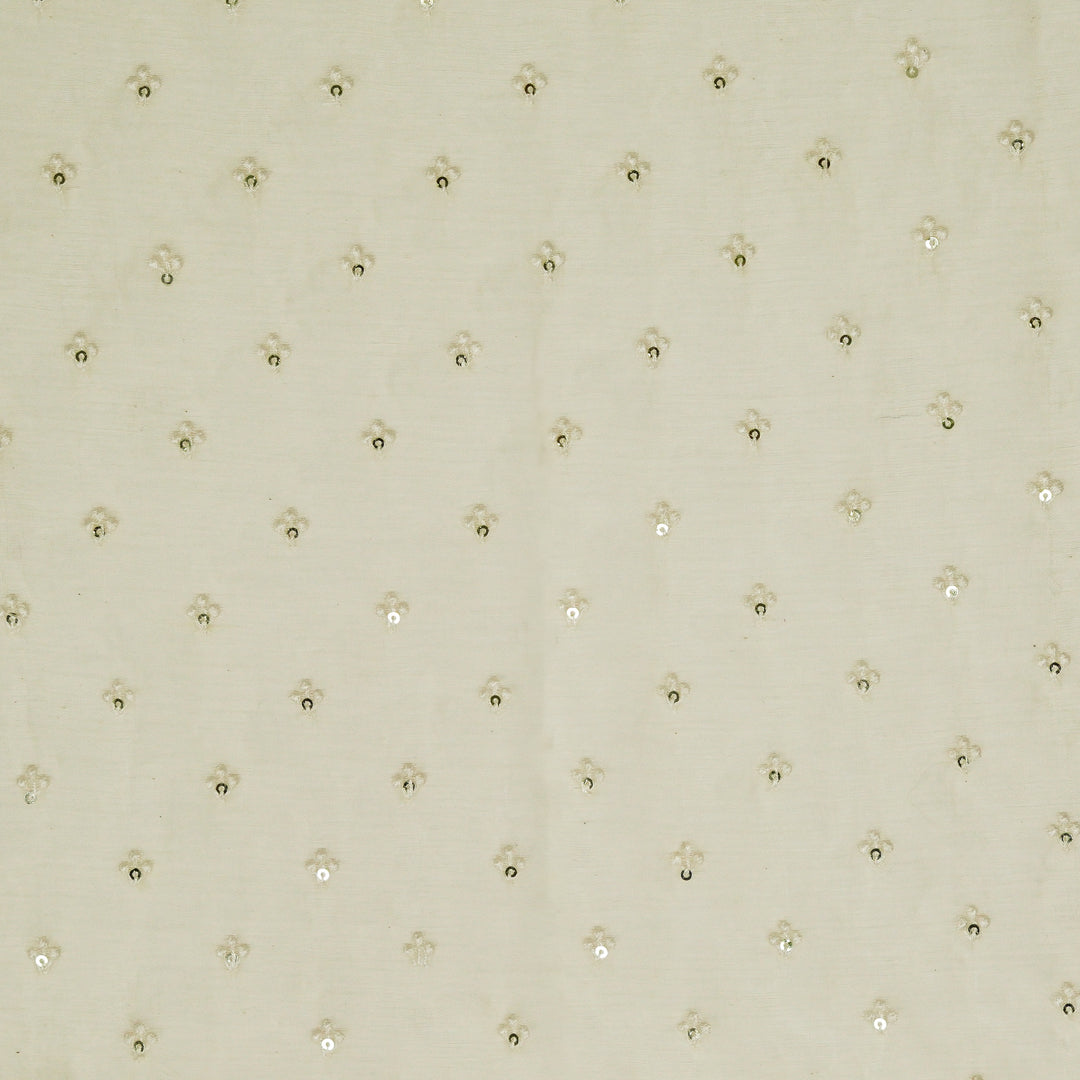 Bindu Buti on Cream Cotton Silk  Embroidered Fabric