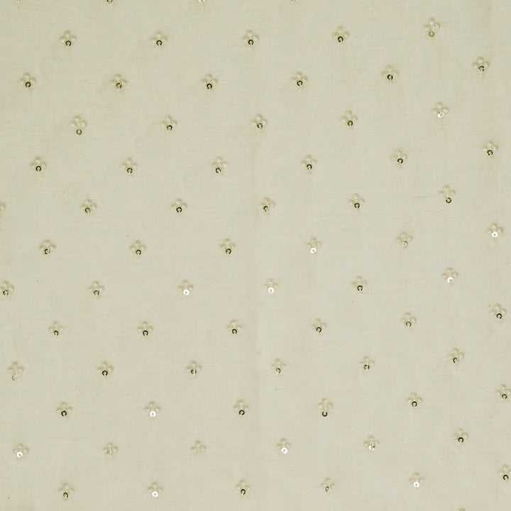 Bindu Buti on Cream Cotton Silk  Embroidered Fabric