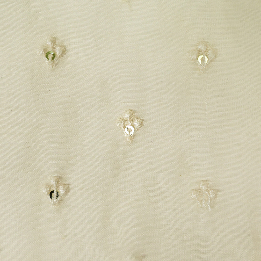 Bindu Buti on Cream Cotton Silk  Embroidered Fabric