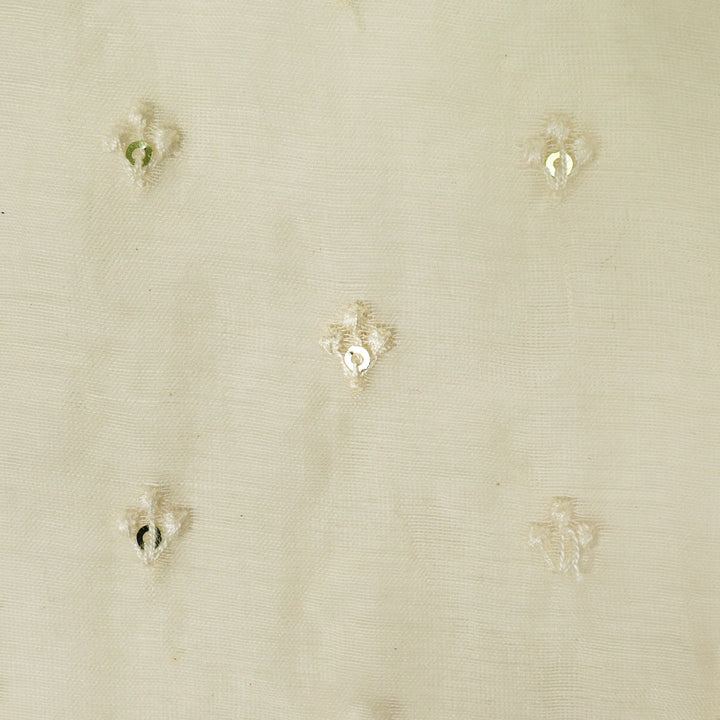 Bindu Buti on Cream Cotton Silk  Embroidered Fabric