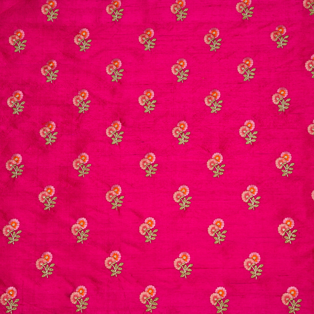 Ziya Buti on Fuxia Raw Silk Embroidered Fabric