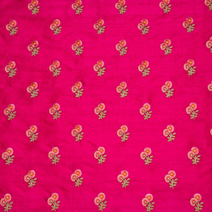 Ziya Buti on Fuxia Raw Silk Embroidered Fabric