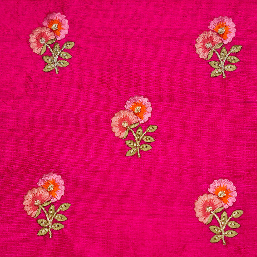 Ziya Buti on Fuxia Raw Silk Embroidered Fabric