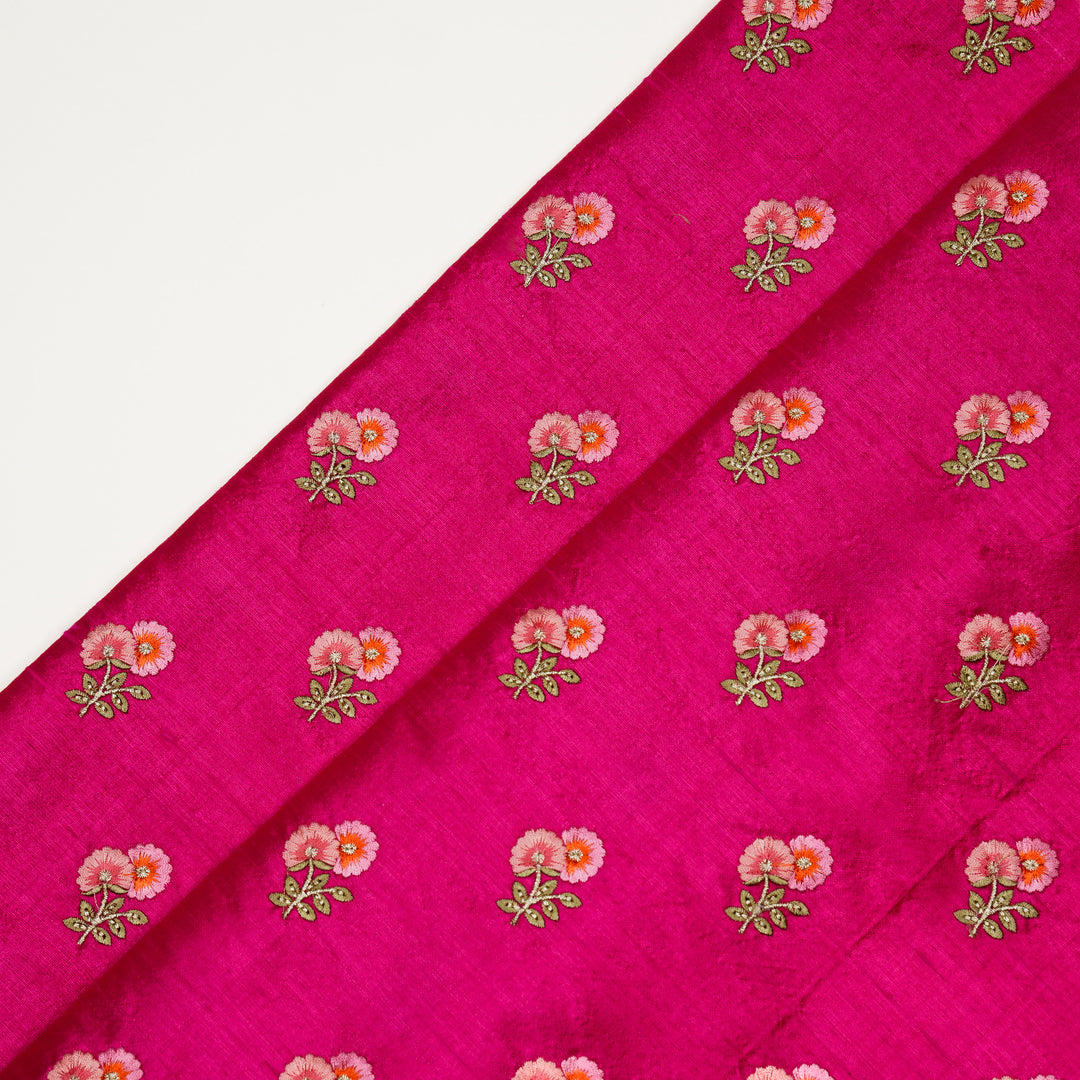 Ziya Buti on Fuxia Raw Silk Embroidered Fabric