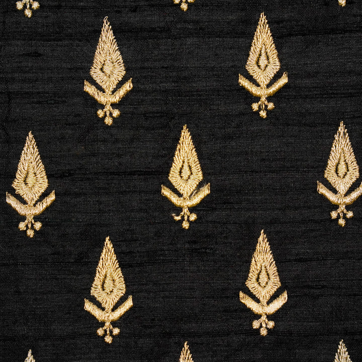 Mehreen Buti on Black Raw Silk Embroidered Fabric