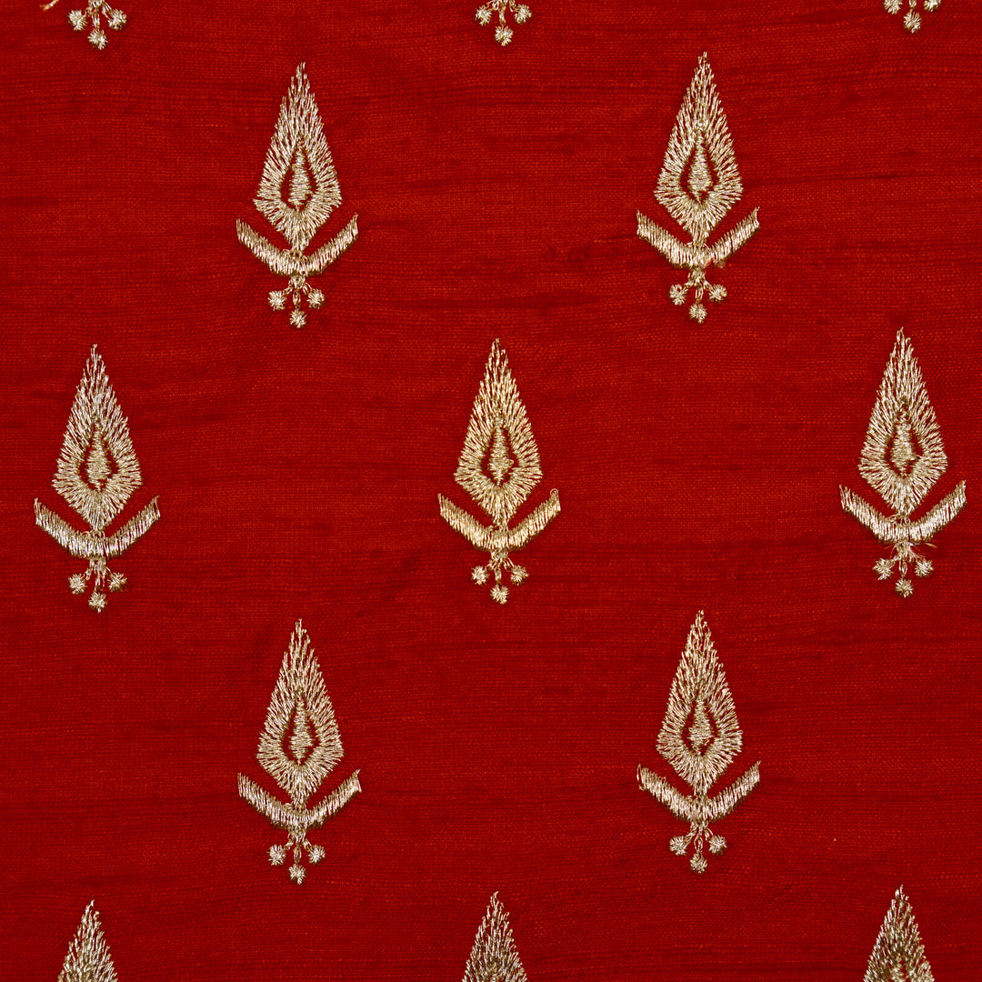 Mehreen Buti on Red Raw Silk Embroidered Fabric